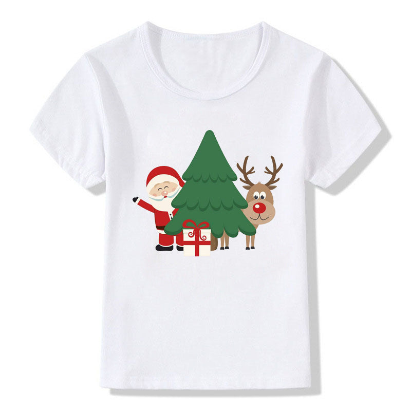 Winter Berry | White Santa Print Christmas T-Shirt For Women