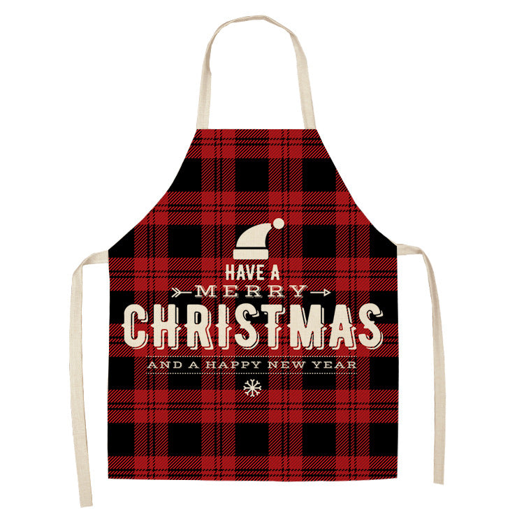Noel | Red Tartan Reindeer Christmas Apron Unisex