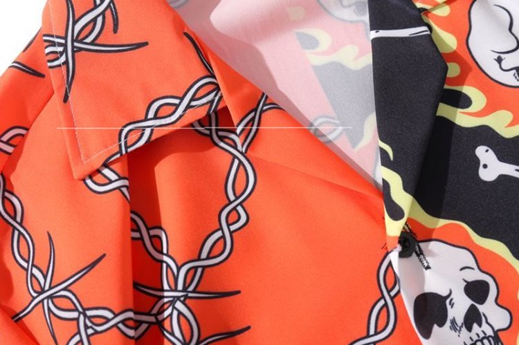 Bram Jardine | Skull And Flame Print Beach Shirt For Men
