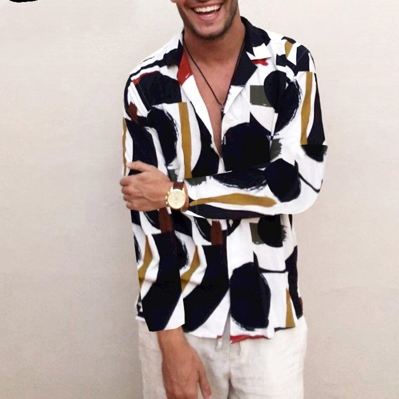 Ivor Vardon | Abstract Circle Print Shirt For Men