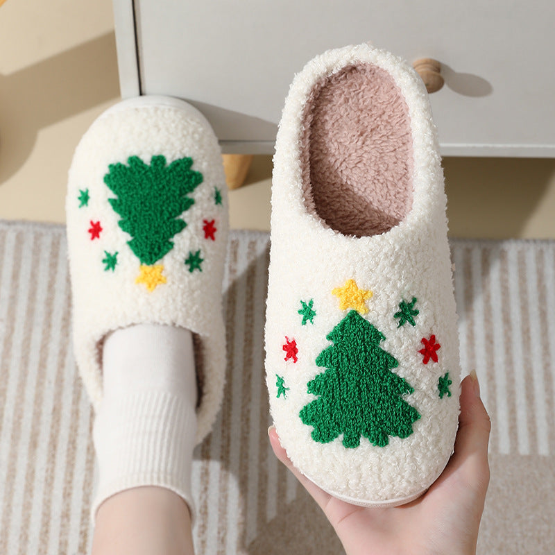 Snow Angel | White Santa Print Christmas Slippers For Women
