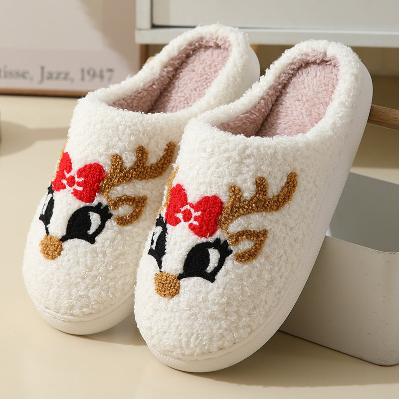 Snow Angel | White Santa Print Christmas Slippers For Women