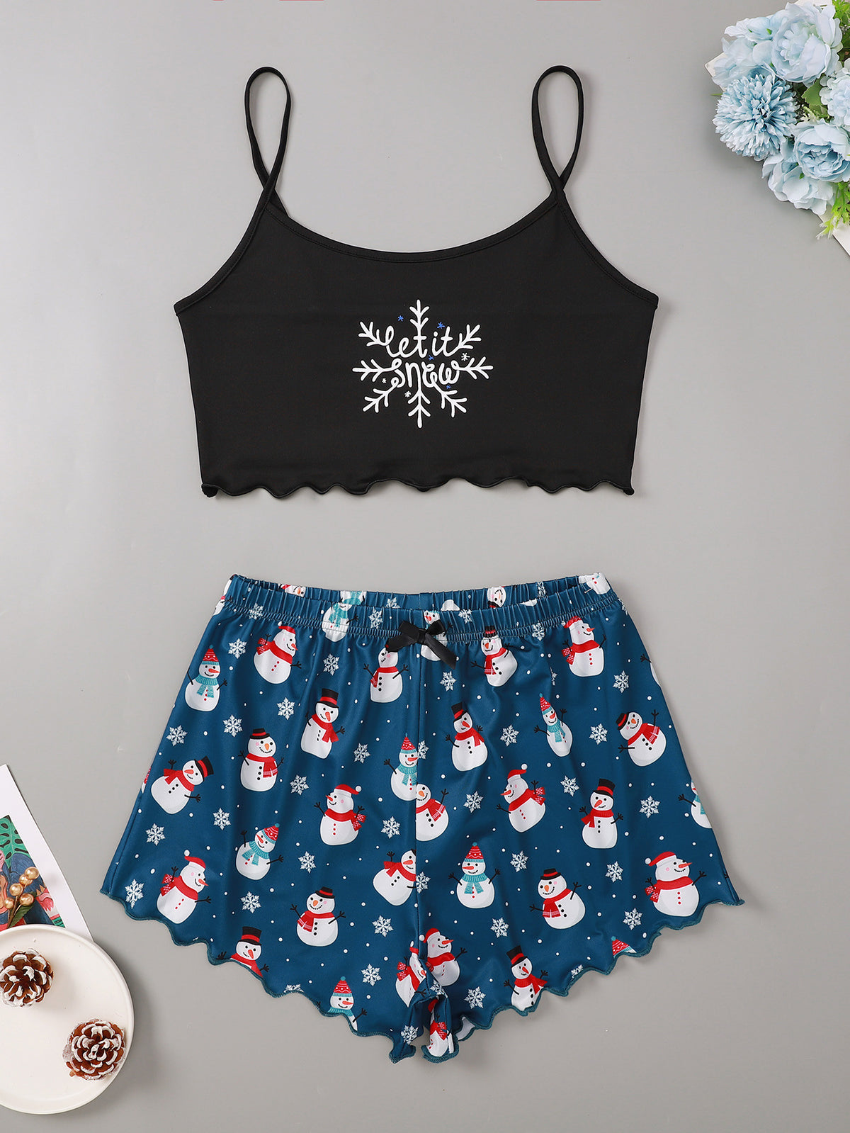 Snowy Cheer | Santa Print Christmas Pyjamas For Women