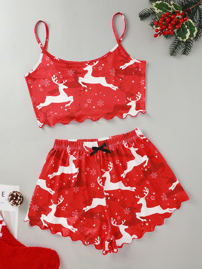 Snowy Cheer | Santa Print Christmas Pyjamas For Women