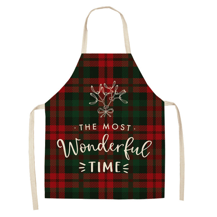 Noel | Red Tartan Reindeer Christmas Apron Unisex