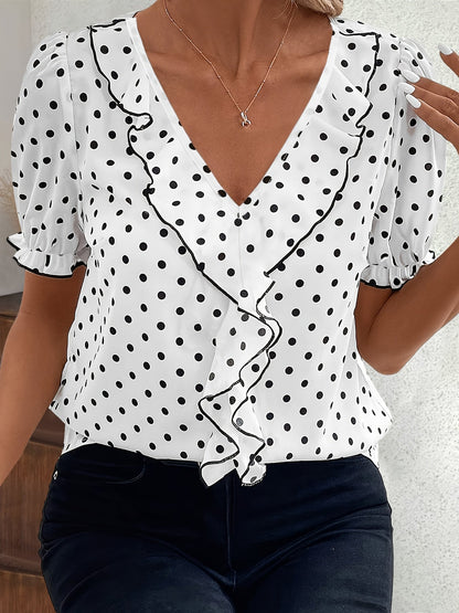 Florence Fairweather | Lace Color Block Blouse With Bubble Sleeves For Women
