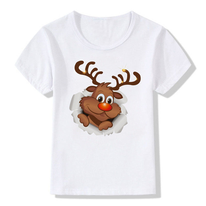 Winter Berry | White Santa Print Christmas T-Shirt For Women