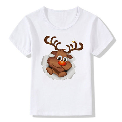 Winter Berry | White Santa Print Christmas T-Shirt For Women