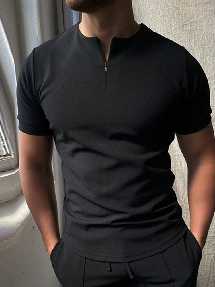 Desmond Rutherglen | Zip Polo Shirt For Men
