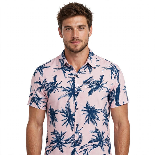 Peregrine Wisbech | Palm Print Shirt And Shorts Set For Men