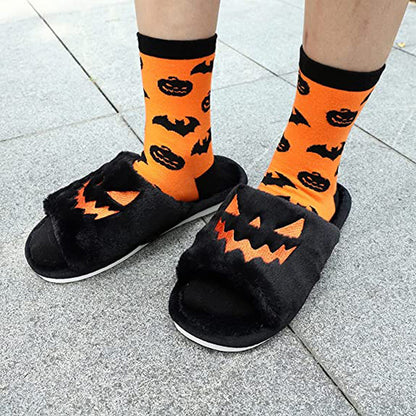 Beatrix Sloane | Plush Pumpkin Halloween Slippers For Women