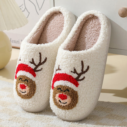 Snow Angel | White Santa Print Christmas Slippers For Women