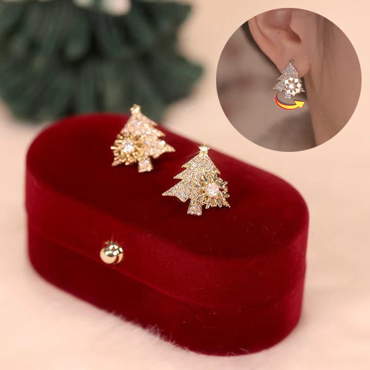 Sparkle Bell | Rhinestone Tree Christmas Earrings For Women