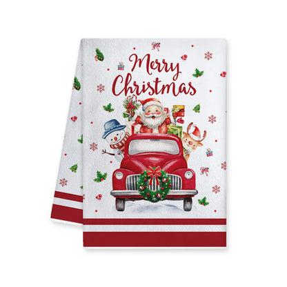 Holly Sprig | Red Buffalo Plaid Trim Christmas Kitchen Towel Unisex