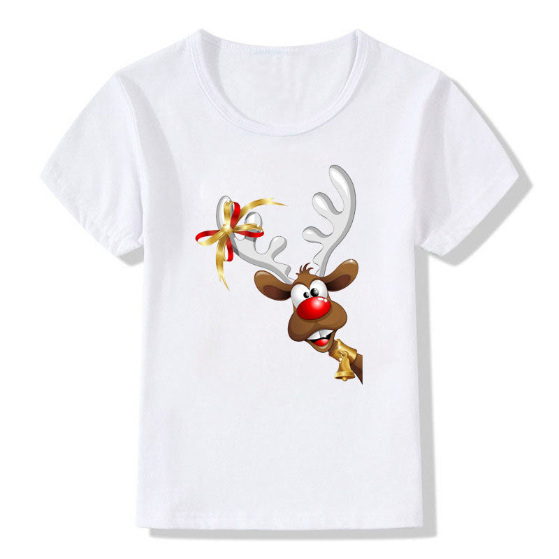 Winter Berry | White Santa Print Christmas T-Shirt For Women