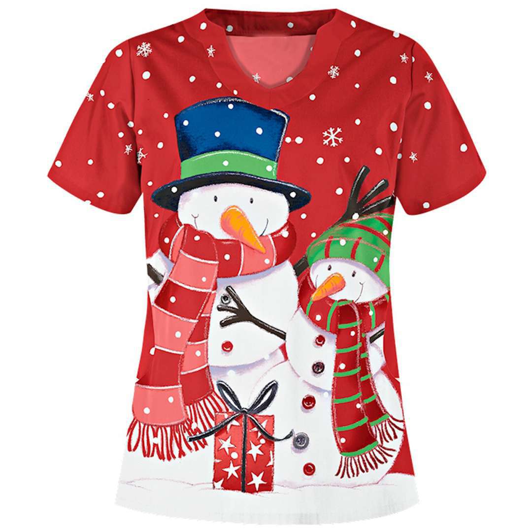 Frosty Morn | Snowman Print Christmas T-Shirt For Women