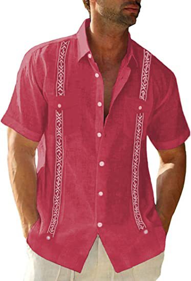 Caleb Vickery | Embroidered Guayabera Shirt For Men