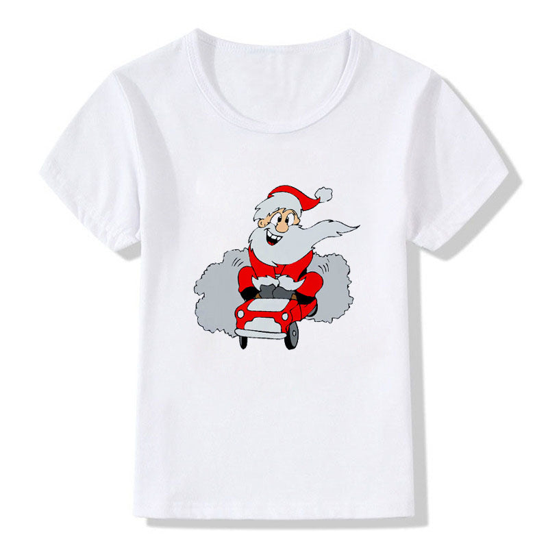 Winter Berry | White Santa Print Christmas T-Shirt For Women