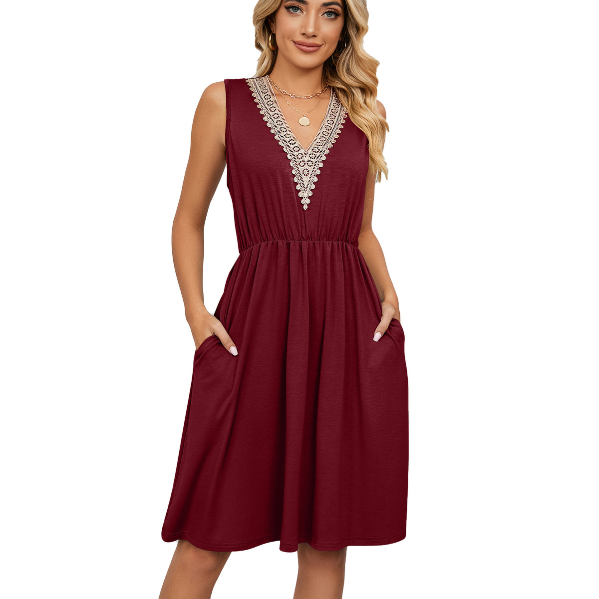 Isla Bennett | Lace Panel A-Line Midi Dress For Women