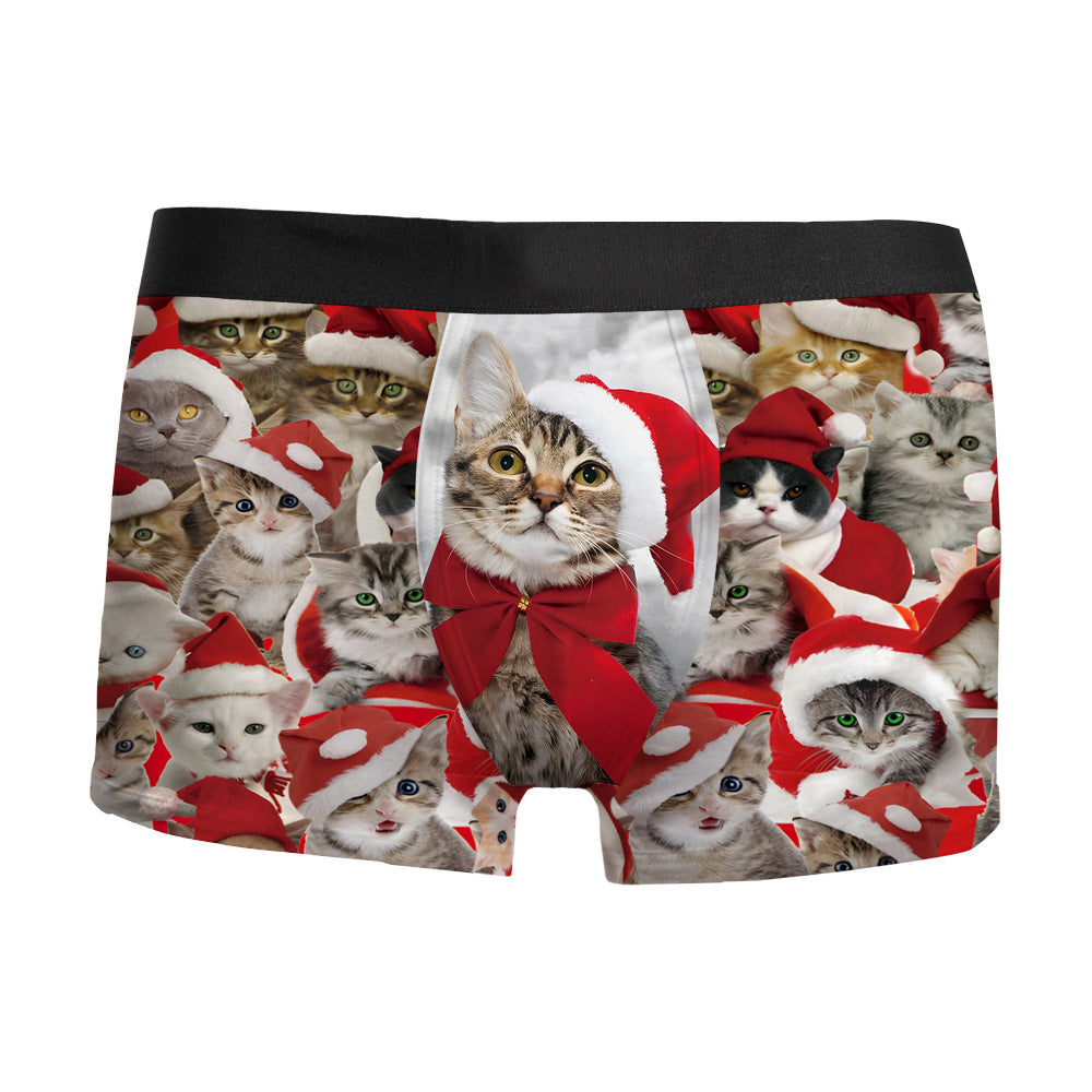 Silent Night | Red Snowman Print Christmas Boxer Briefs For Men