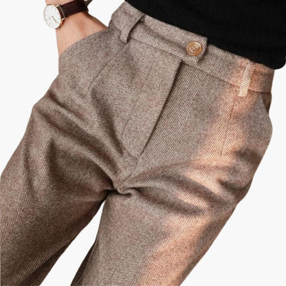 Primrose Marchwood | Tailored Trousers With Button Hem For Women