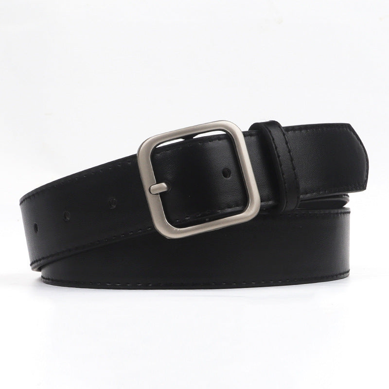 Retro Square Buckle Belt - Black