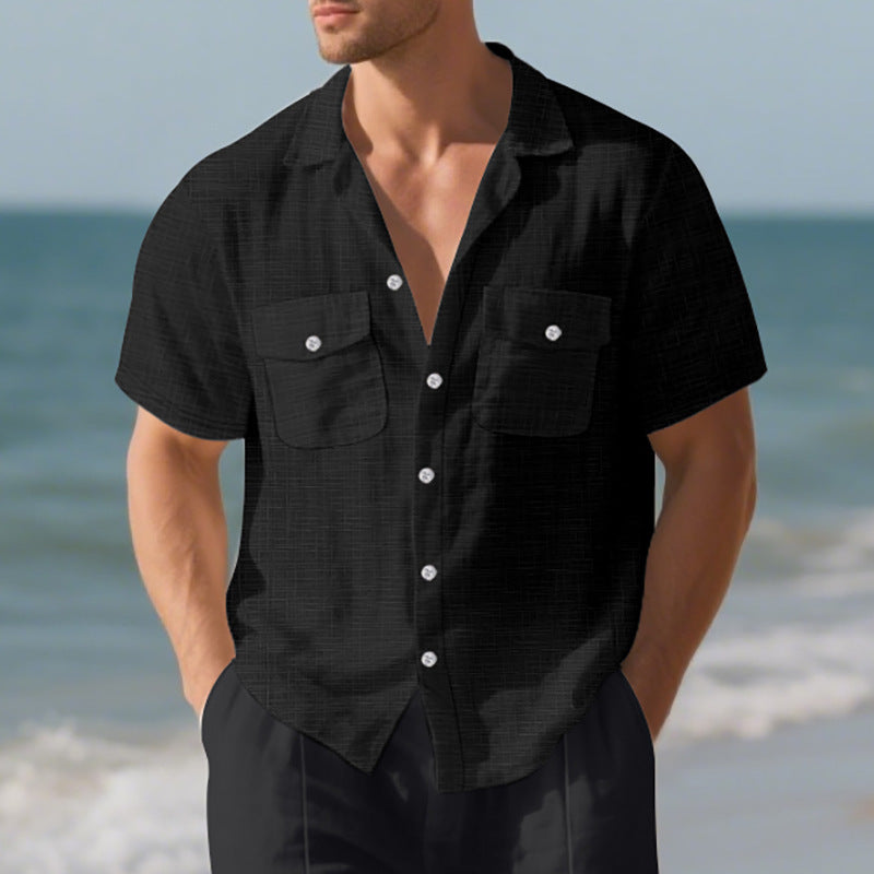 Ignatius Padley | Linen Look Camp Collar Shirt For Men
