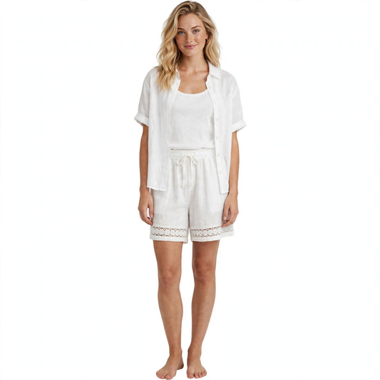 Evelyn Norrington | White Lace Trim Shorts For Women