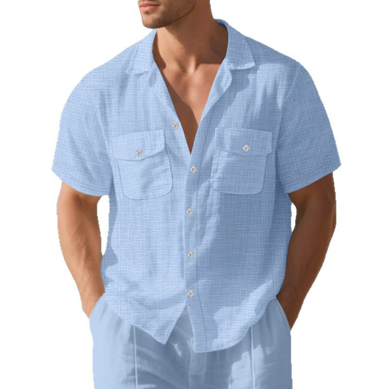 Ignatius Padley | Linen Look Camp Collar Shirt For Men