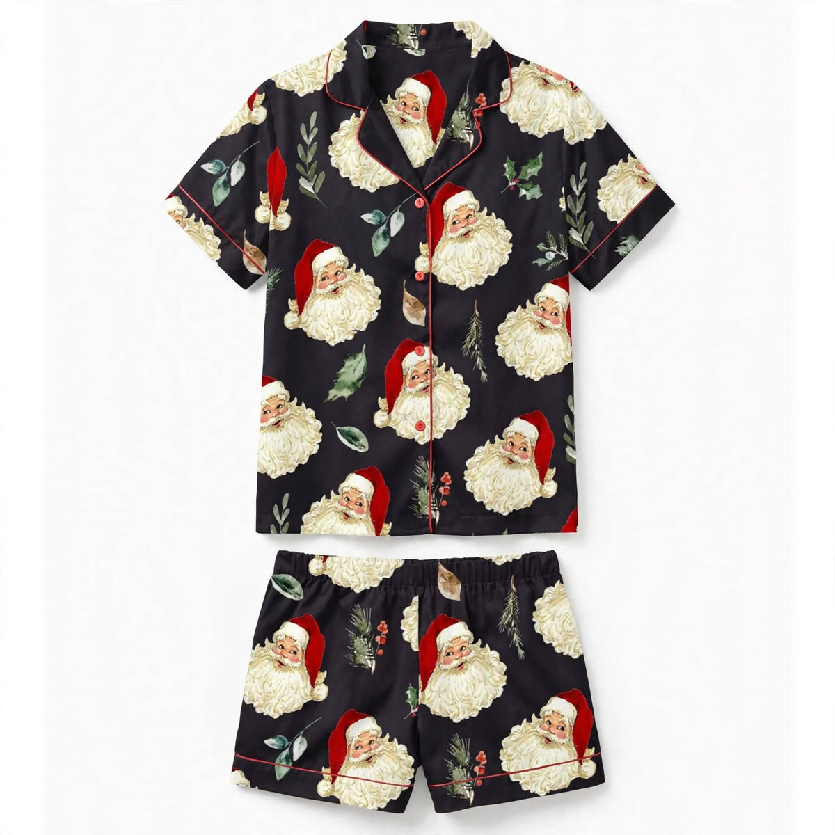 Jolly Night | Satin Santa Print Christmas Pyjamas For Women