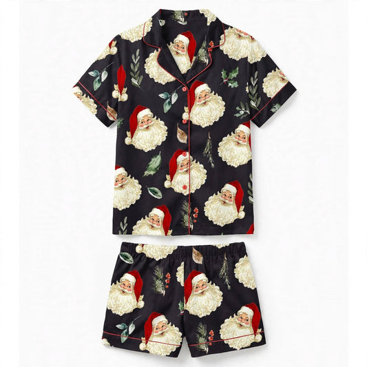 Jolly Night | Satin Santa Print Christmas Pyjamas For Women