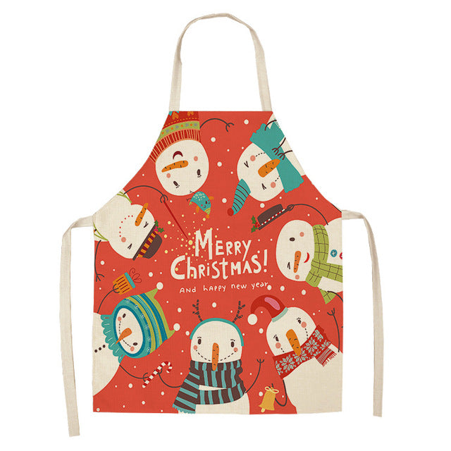 Yule | Red Snowman Print Christmas Apron Unisex