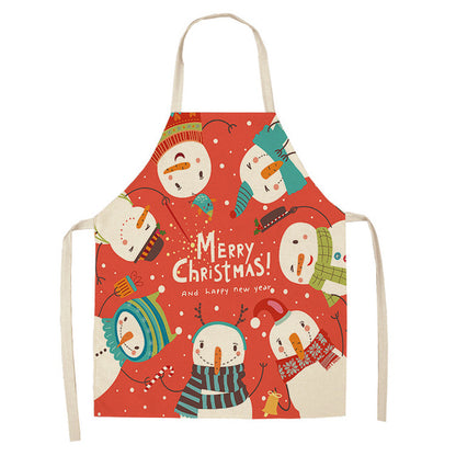 Yule | Red Snowman Print Christmas Apron Unisex