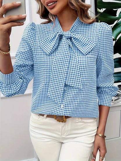 Aoife Callahan | Gingham Bow Blouse For Women