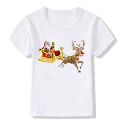 Winter Berry | White Santa Print Christmas T-Shirt For Women