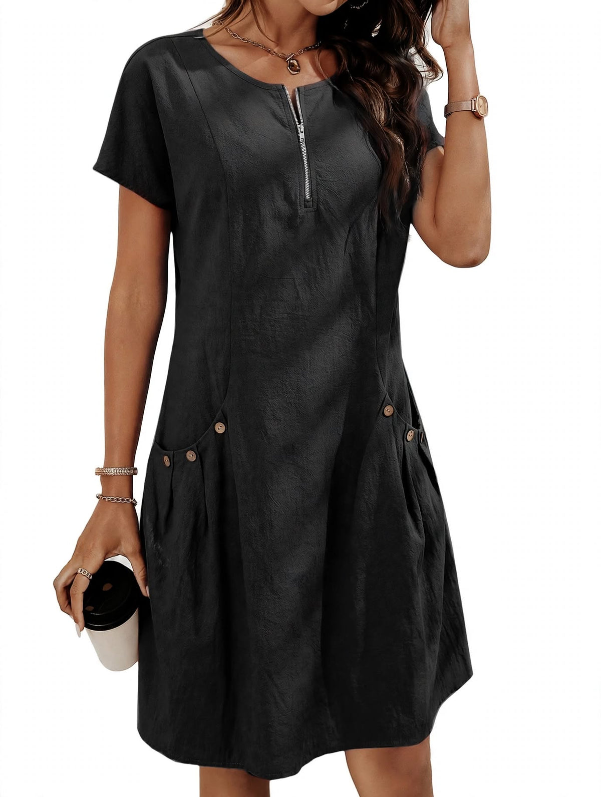 Charlotte Beaumont | Cotton Summer Dress With Button Detail For Women