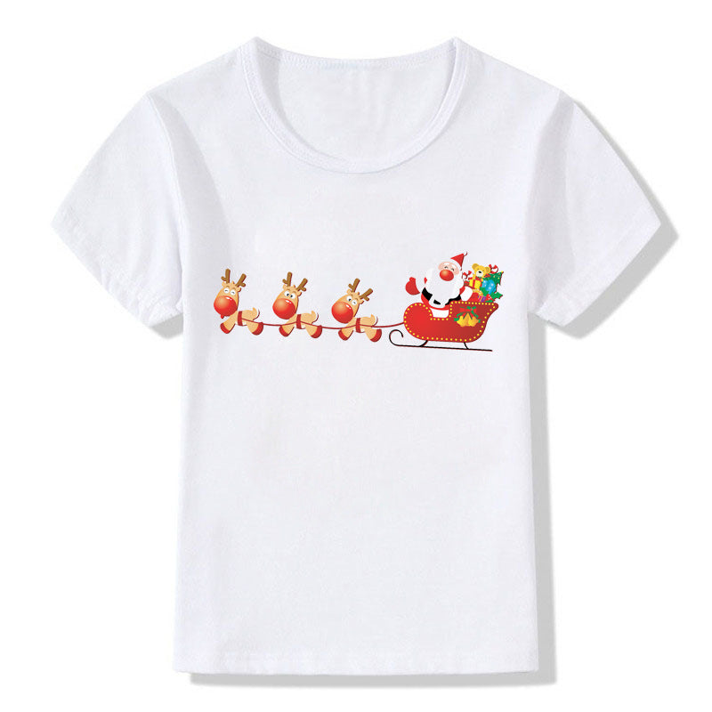 Winter Berry | White Santa Print Christmas T-Shirt For Women