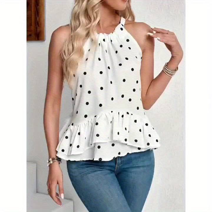 Florence Whitmore | Ruffled Polka Dot Halter Top