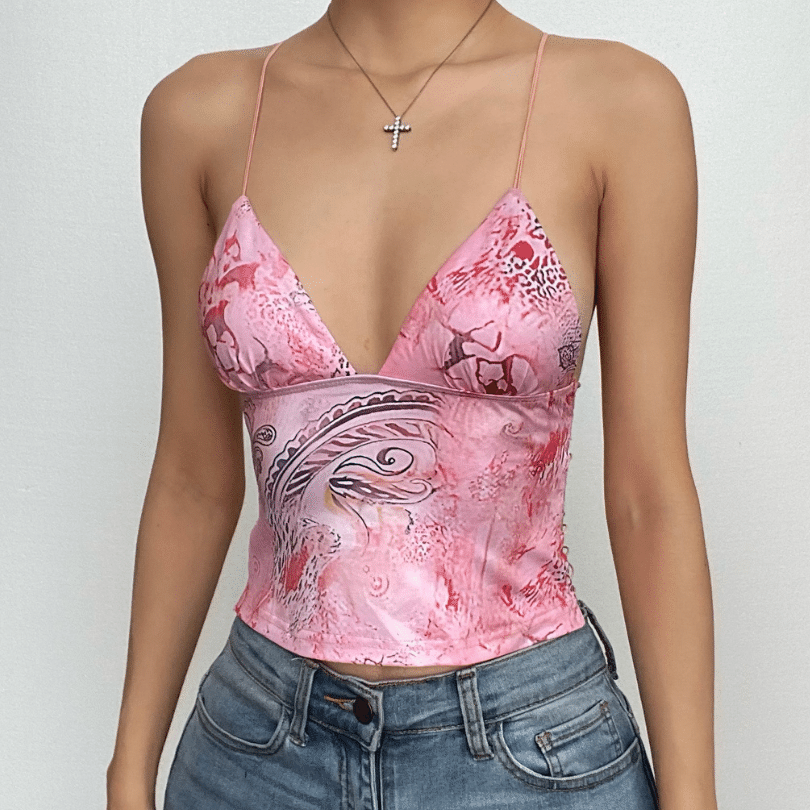 Niamh Fletcher | Butterfly Print Halter Crop Top For Women