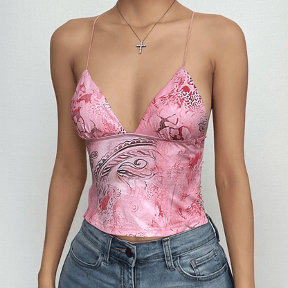 Niamh Fletcher | Butterfly Print Halter Crop Top For Women