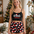 Mistletoe Kiss | Black Santa Baby Print Christmas Pyjamas For Women