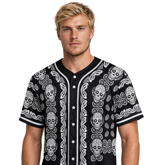 Dominic Kearney | Skull Print Baseball Jersey For Men
