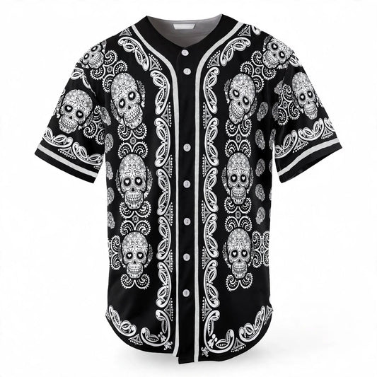 Dominic Kearney | Skull Print Baseball Jersey For Men