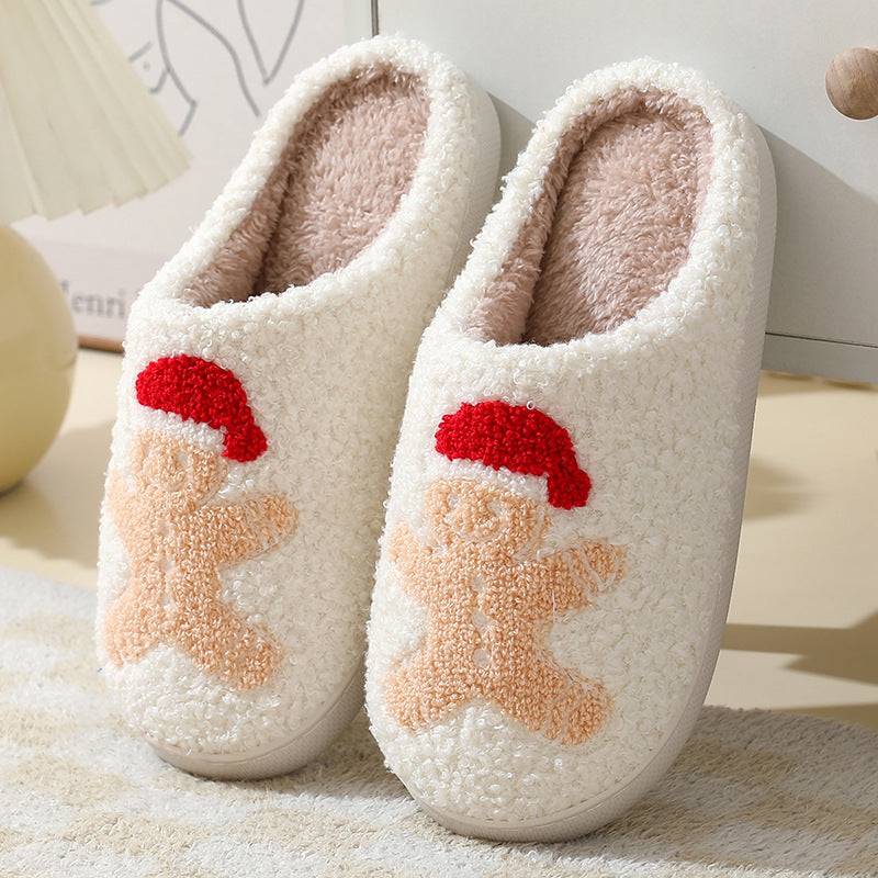 Snow Angel | White Santa Print Christmas Slippers For Women