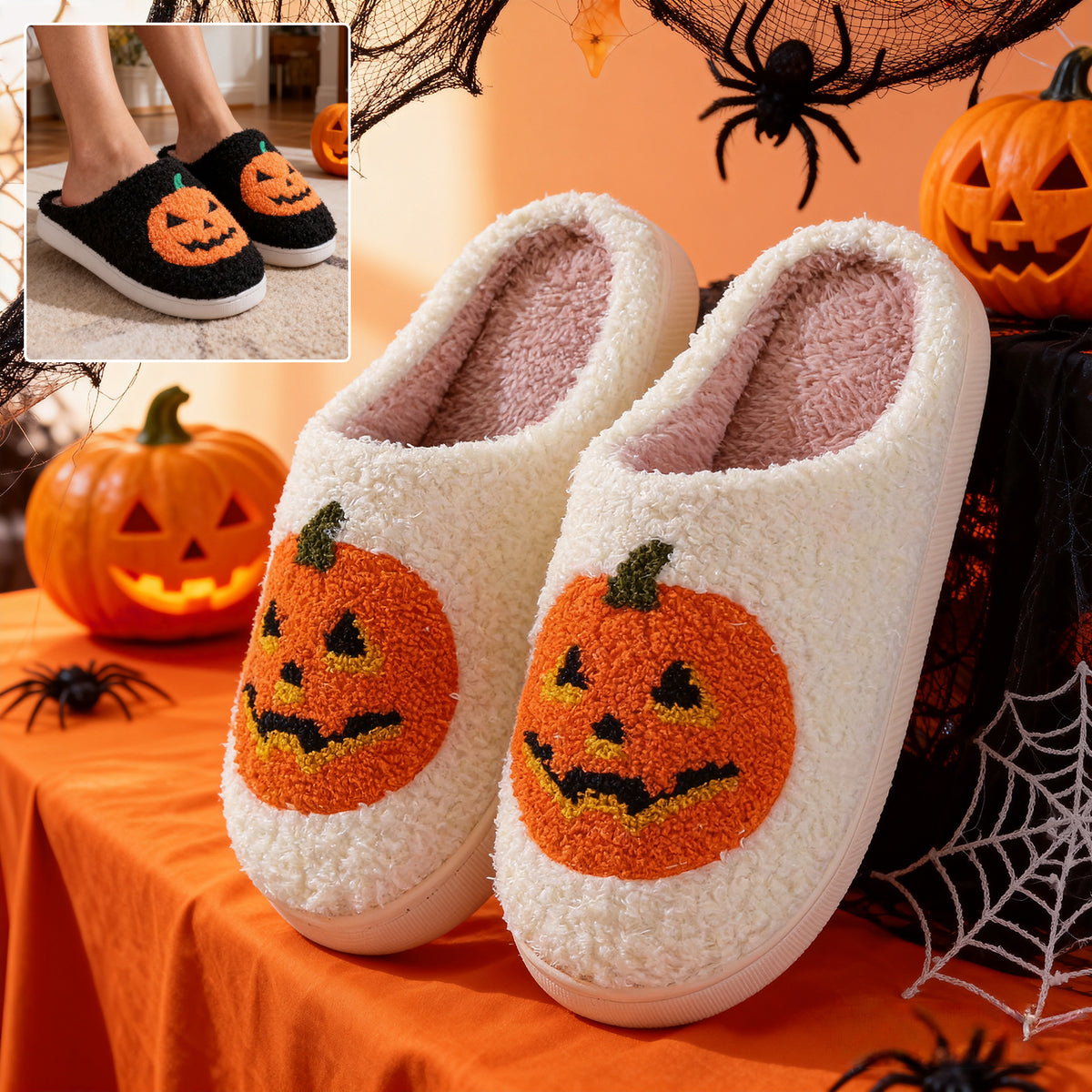 Rory Kavanagh | Pumpkin Print Slippers For Unisex