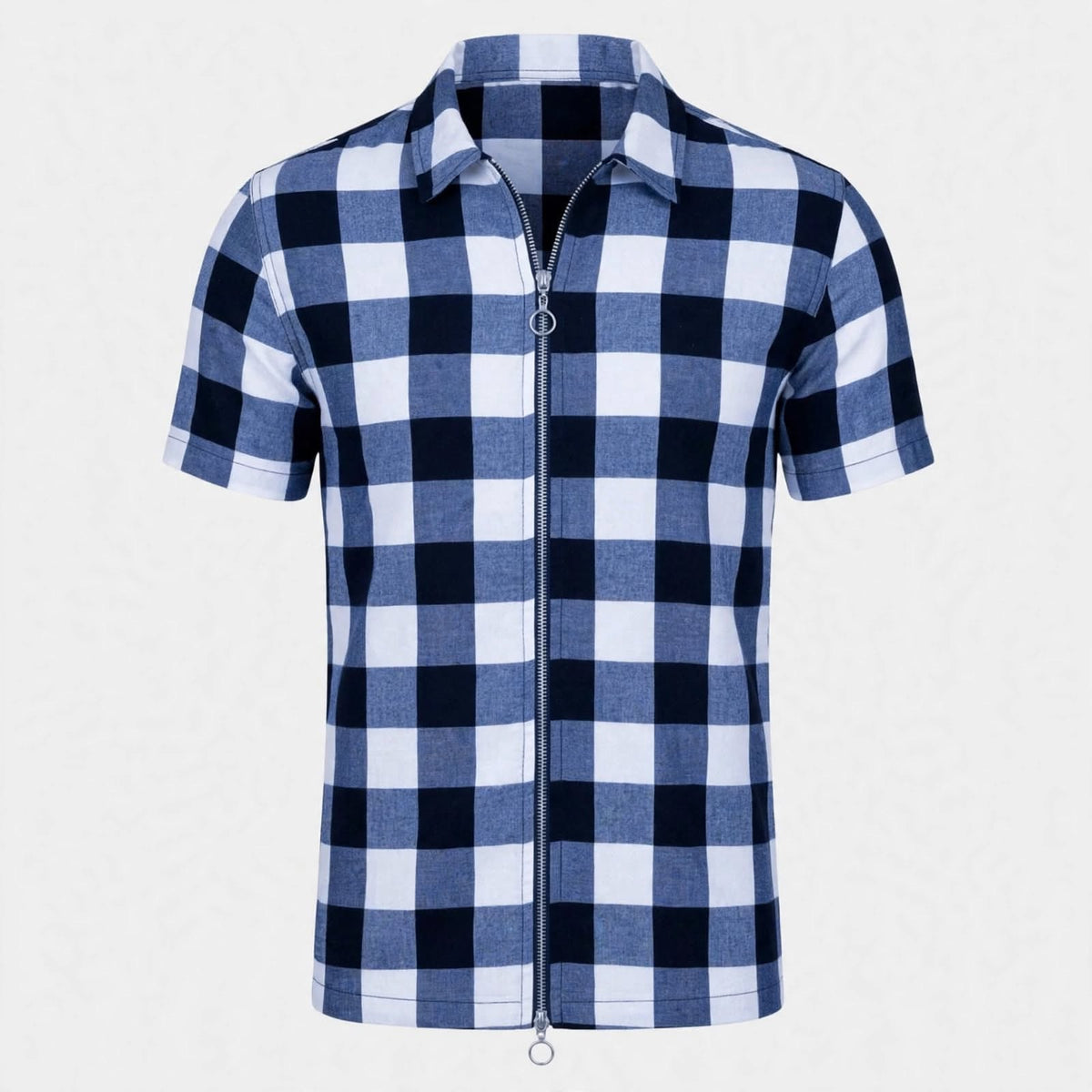 Linus Ashby | Check Zip Polo Shirt For Men