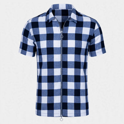 Linus Ashby | Check Zip Polo Shirt For Men