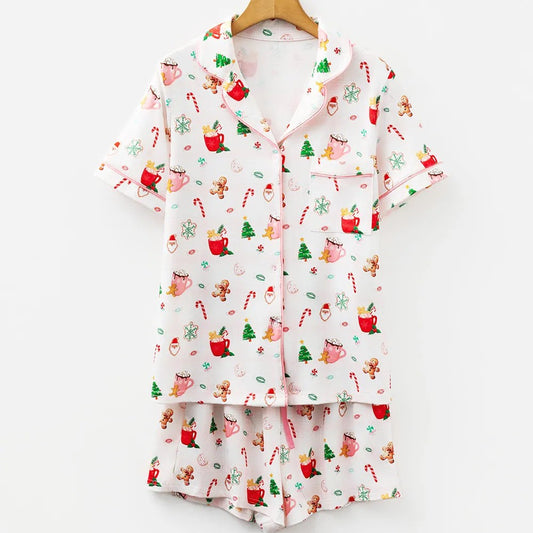 Gingerbread | White Hot Cocoa Print Christmas Pyjamas For Women