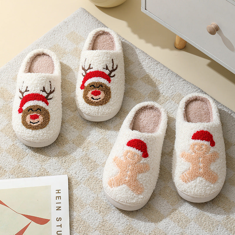 Snow Angel | White Santa Print Christmas Slippers For Women