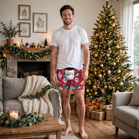 North Star | Red Santa Print Christmas Boxer Briefs For Men